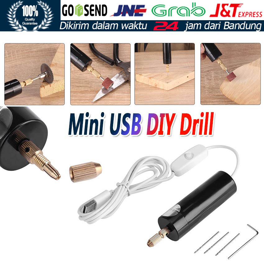 Jual Bor Elektrik Mini Portable Micro USB dengan 3Pc Bits dan Kabel USB DC  5V Hand Drill USB