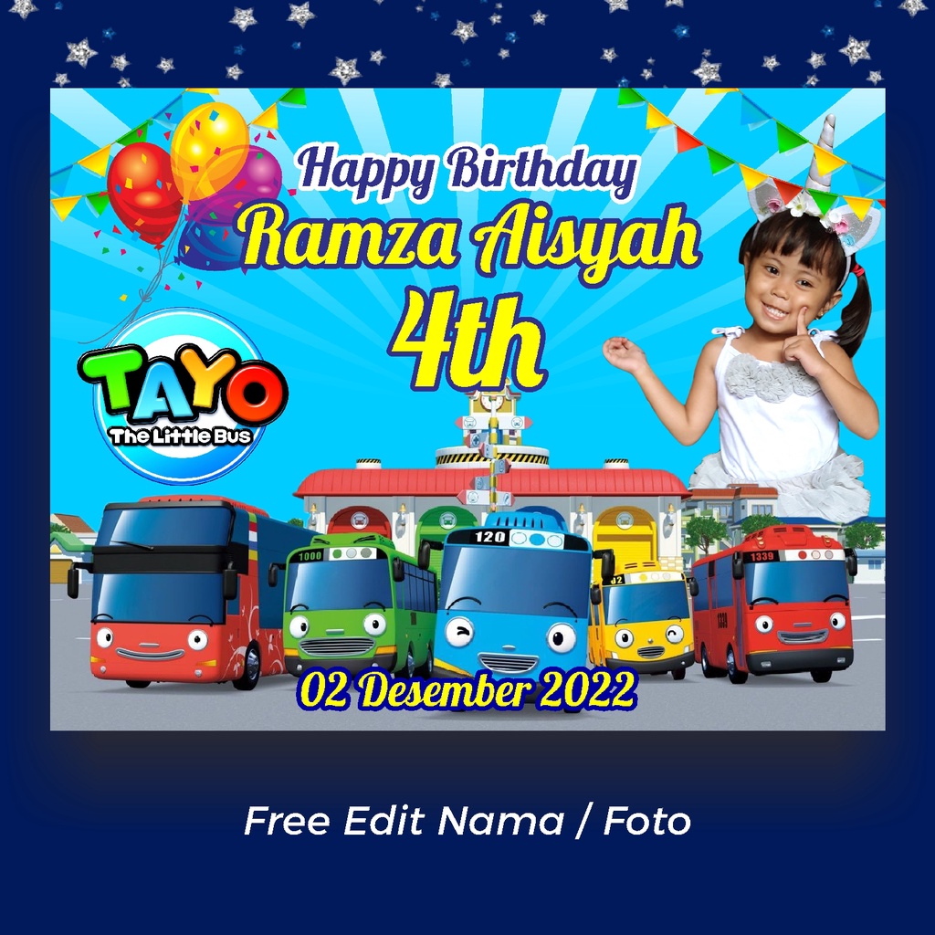 Jual Spanduk / Banner Ultah Anak Ulang Tahun Tayo Bus Backdrop | Shopee