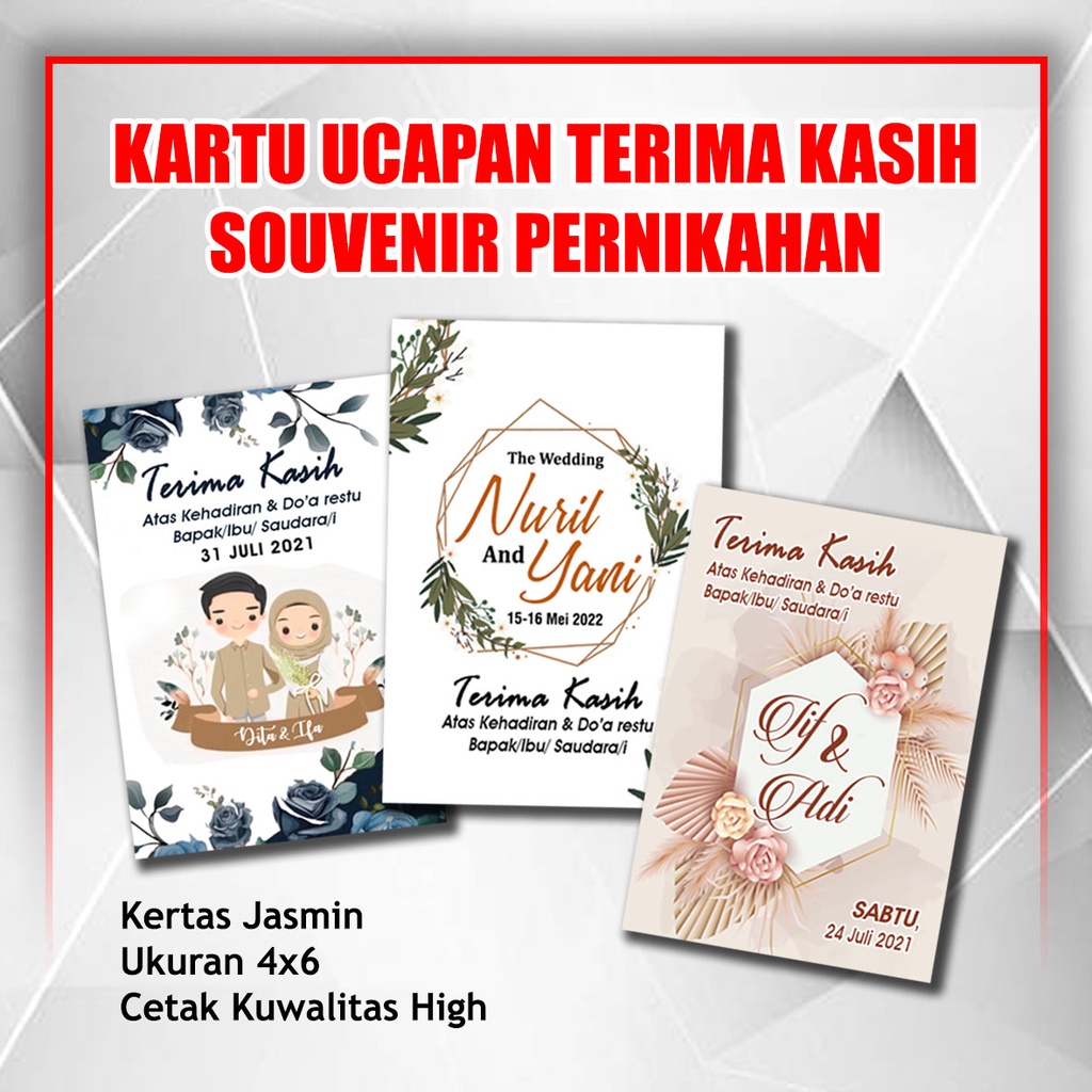 Jual KARTU UCAPAN TERIMAKASIH PERNIKAHAN SOUVENIr | Shopee Indonesia