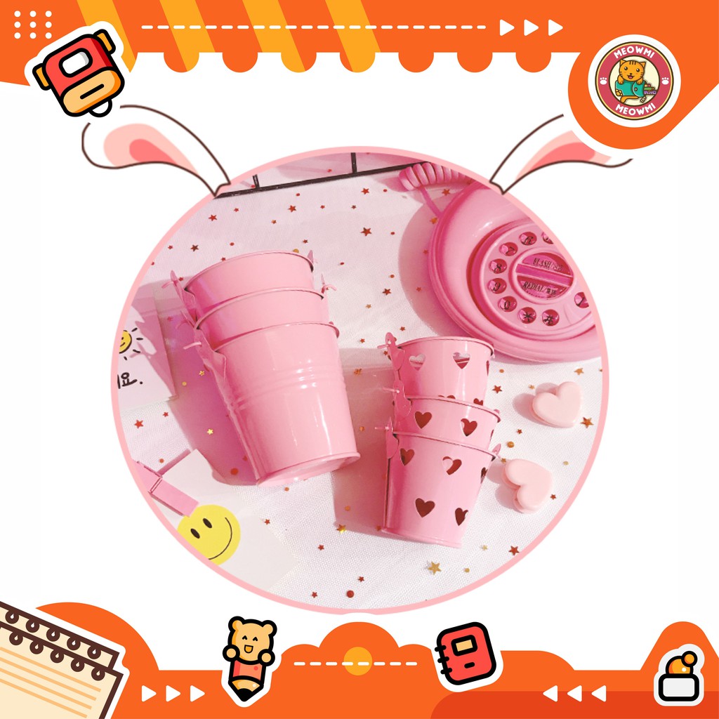 Jual Organizer mini Fancy Pinky Tin Bucket OB0004 | Shopee Indonesia