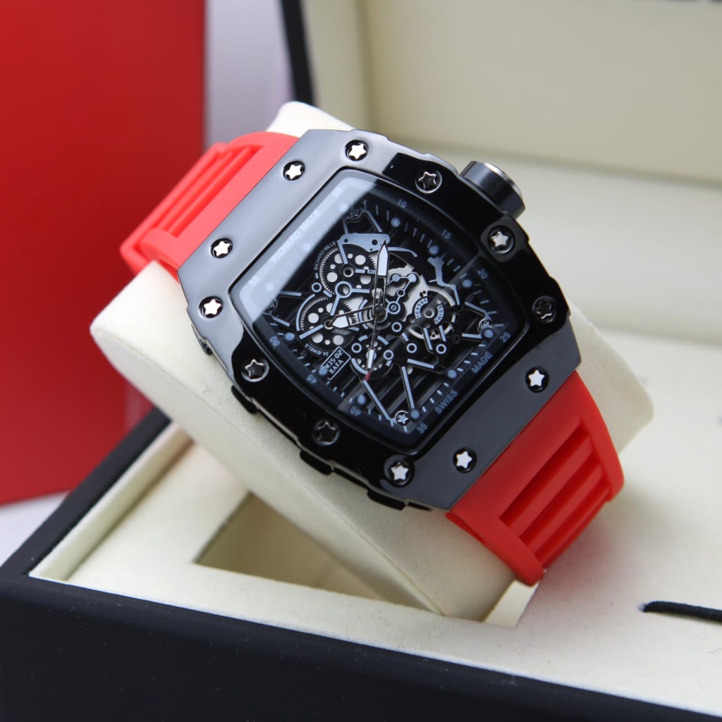 JAM TANGAN PRIA RM RUBBER PREMIUM KARET FOR MAN DIAMETER 4 2 CM JAM TANGAN FASHION COWOK ELEGAN