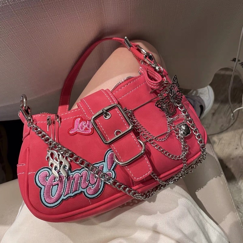 Jual monstell tas shoulder bag vintage pink tas bahu wanita korean tas