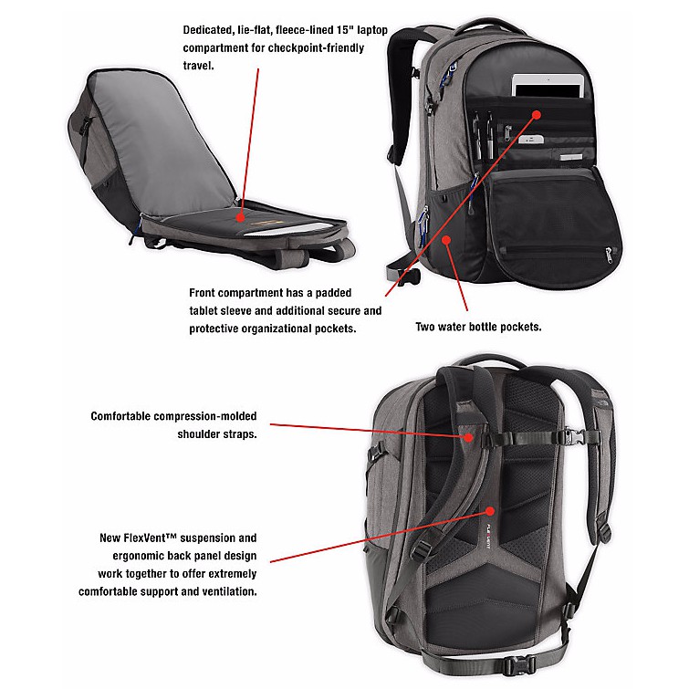 north face backpack 33l The Recon Everyday Laptop - Daypack, Water Repellent, Laptop Sleeve, 2 Water Bottle Pockets, TNF Navy/TNF Black-NPF, One Size Comfortable padded top handle The North Face THE NORTH
