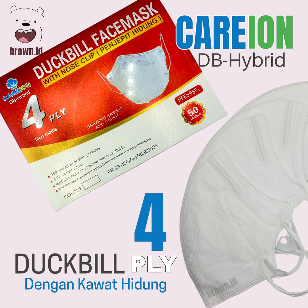 Jual MASKER DUCKBILL HYBRID CAREION ISI 50PCS PER BOX HITAM PUTIH 4PLY ...