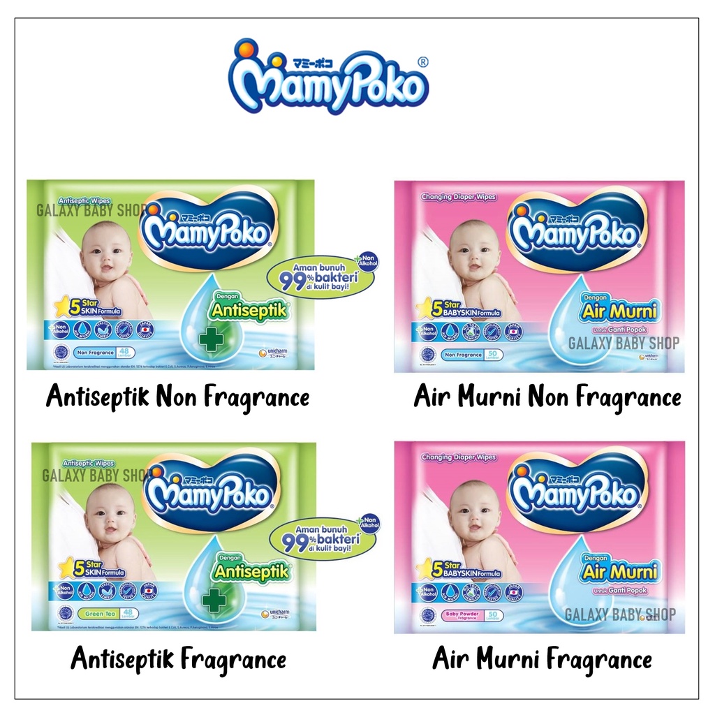 Jual Mamypoko Wipes Tisu Basah Bayi Antiseptik Air Murni Fragrance Non