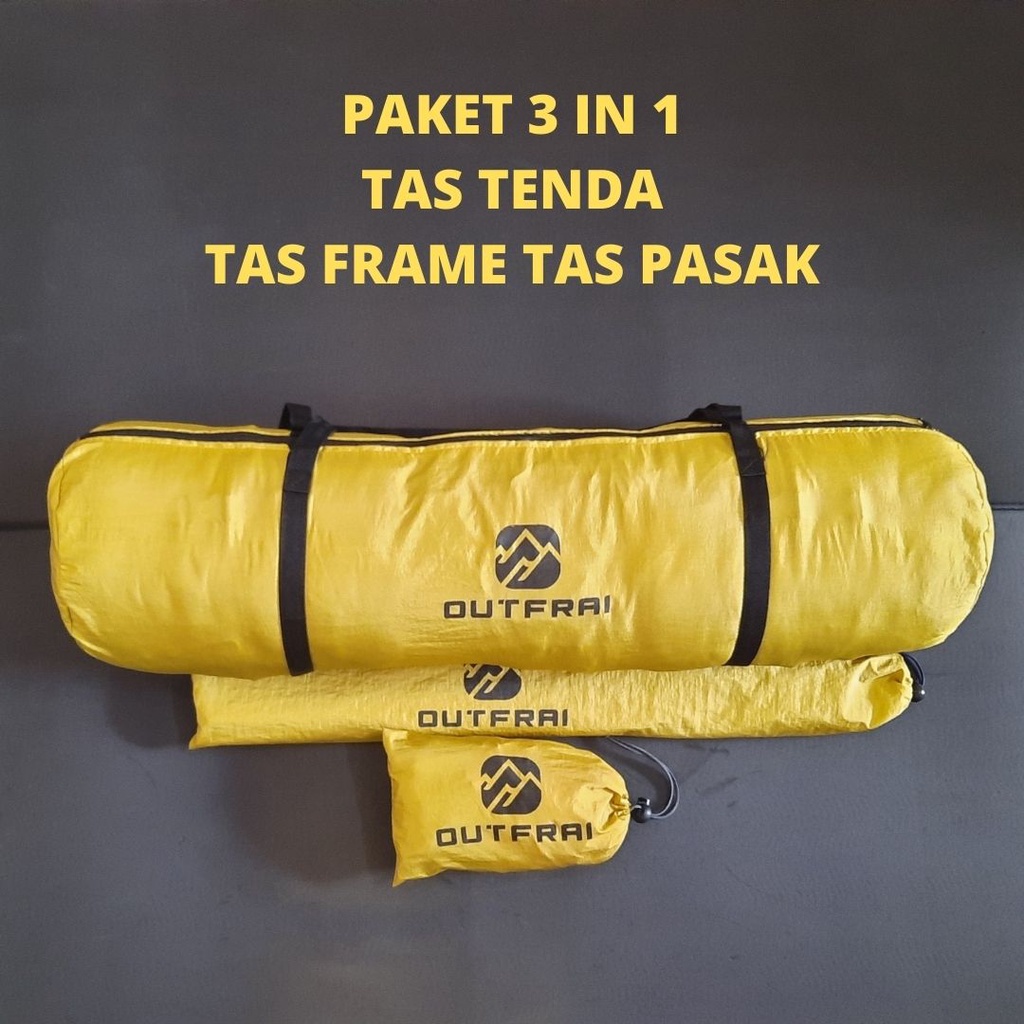 Paket Tas Tenda Outdoor Kantong Tenda Gunung Kapasitas 4 - 5 Orang Tas Frame Tas Pasak Outfrai Isi 3 Pcs