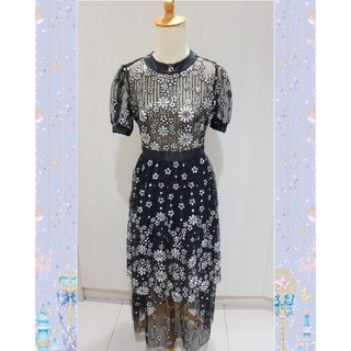 Jual Self Portrait Deco Sequin Crew Neck Midi Dress Dupe Shopee Indonesia