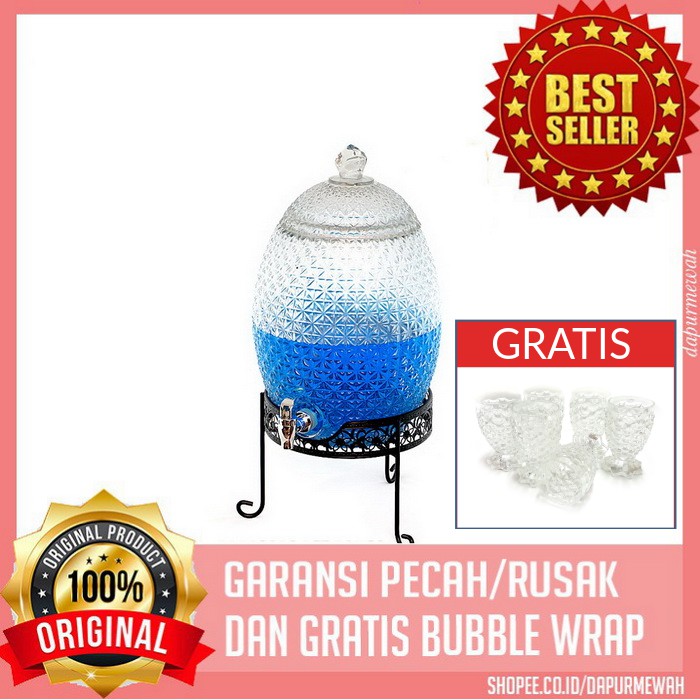 Jual Paket Dispenser Kristal 7 Dan 10 Liter Vicenza Gratis Gelas Nanas 6 Pcs Garansi Original 1336