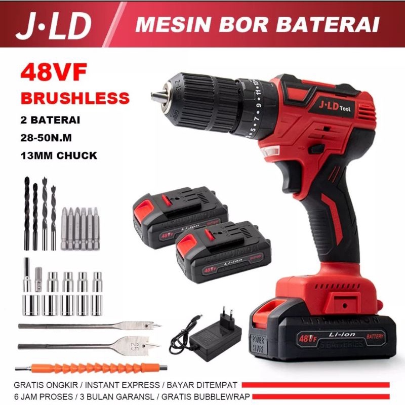 Jual CORDLESS DRILL 48V MESIN BOR IMPACT DRILL 48V BOR BETON JLD 48V ...