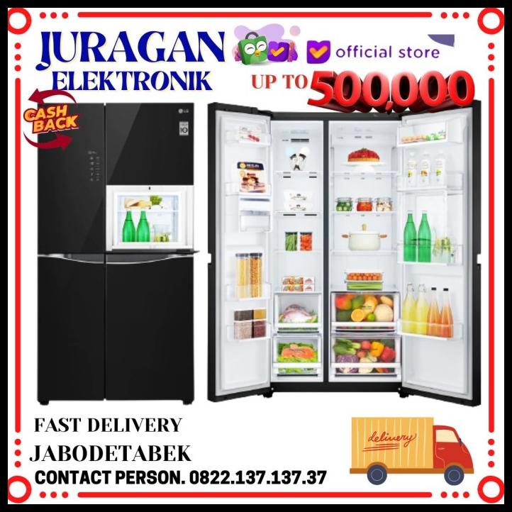 Jual Lg Kulkas 2 Pintu Side By Side Gc C247Uguv 675 Liter Black Glass
