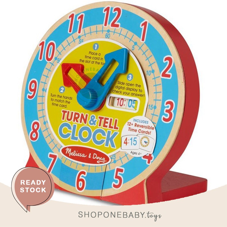 Jual INSTAN Turn & Tell Children's teaching aids Wooden Clock Mainan ...