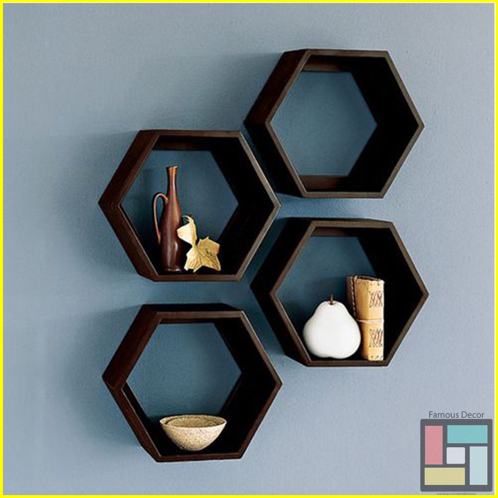 Jual Rak Hexagonal Segi Enam 3Pcs Minimalis Rak Dinding Kayu Tempel ...