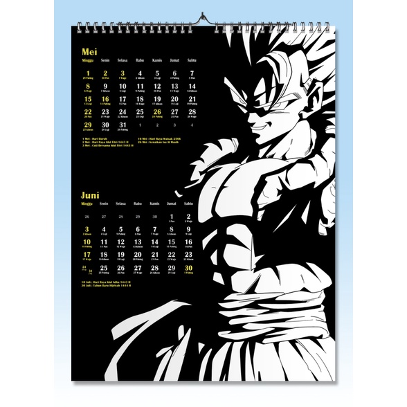 Jual Kalender 2024 Dinding DRAGON BALL DBZ Calendar Wall bisa custom