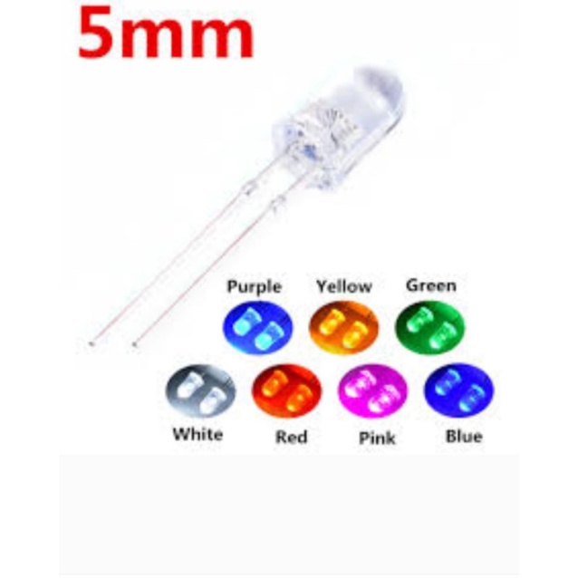 Jual HARGA 10 PCS Lampu LED 5mm PUTIH Nyala - Biru Merah Putih Hijau ...