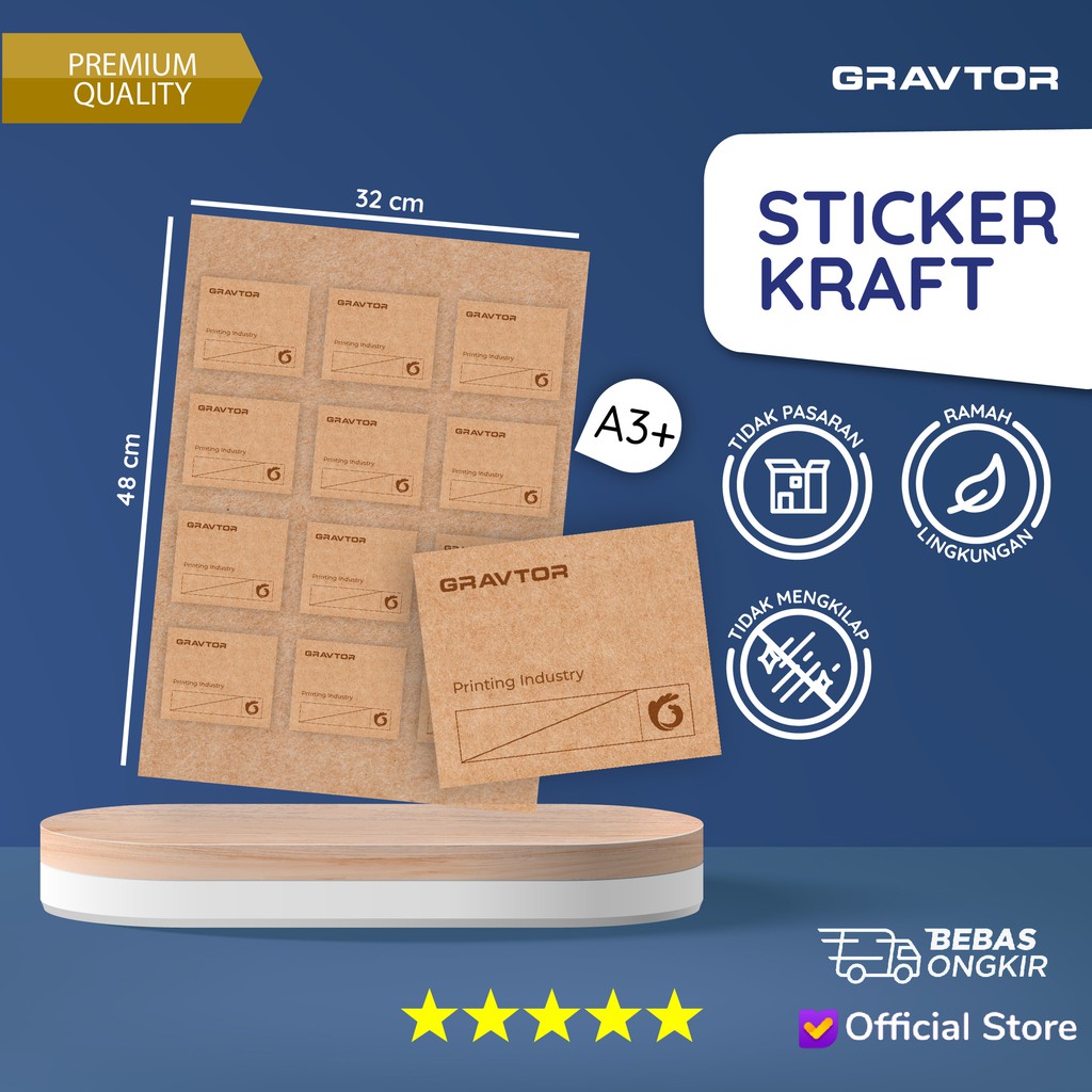 Jual Cetak Stiker Kraft Coklat A3+ dan Kiss Cut | Print Sticker Label ...