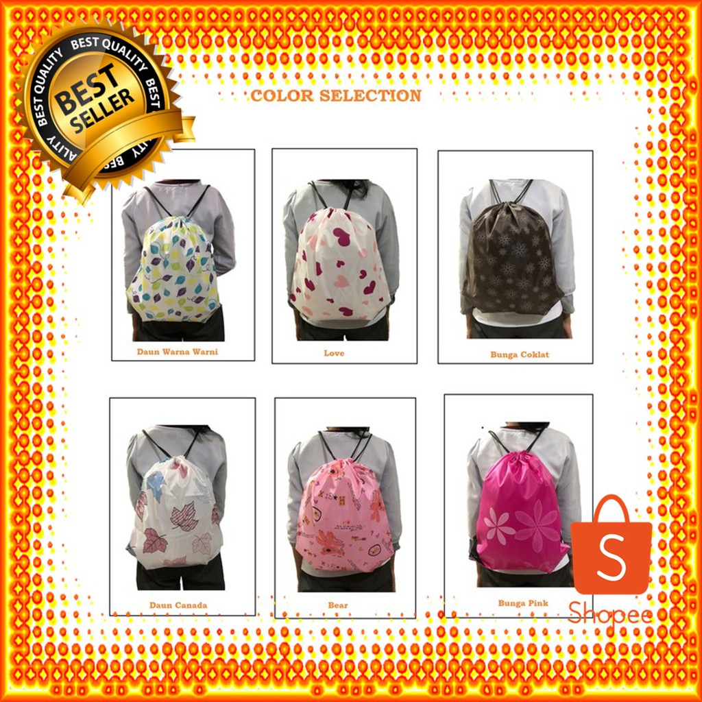 Jual BP23 Tas Serut Cantik Motif Polyester 210D / Tas Pria Wanita ...