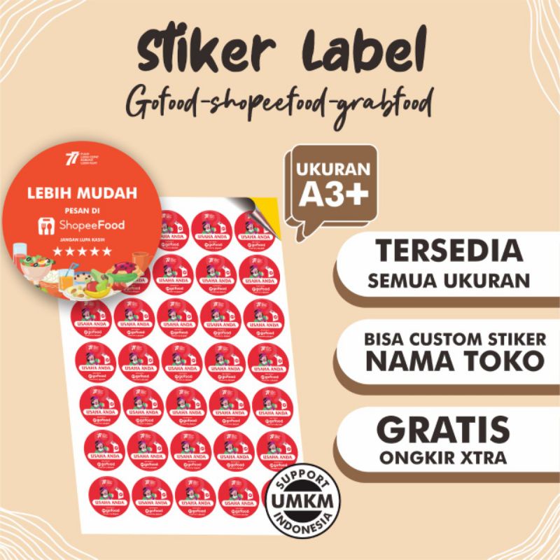 Jual Cetak Stiker Label Makanan Online Semua Ukuran Free Cutting