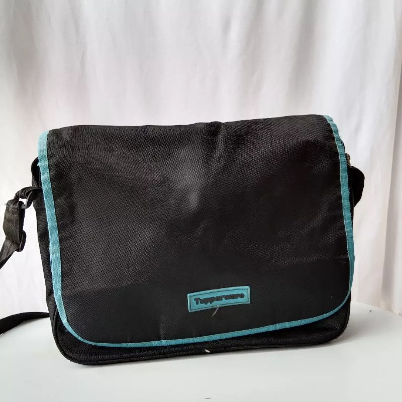 Jual Tas Selempang Sling Bag Tupperware Hitam Biru | Tas Original