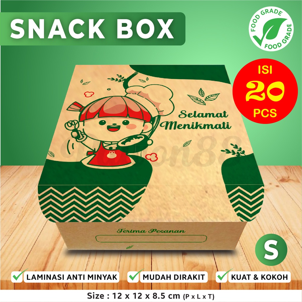 Jual Dus Snack - Snack Box - Box Kue - CSMT- S - 12x12x8,5 (20 Pcs ...
