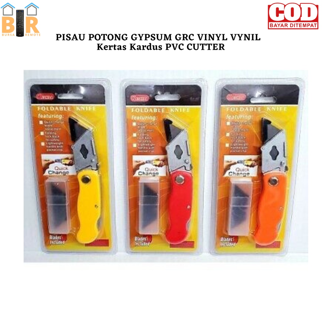Jual Pisau Cutter Lipat Foldable Cutter Knife GRC Vinyl Kertas Kardus ...