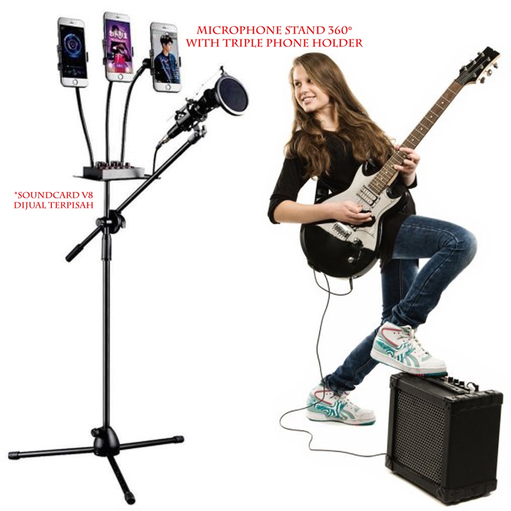 Jual Stand Microphone Lantai Microphone Stand Holder Condenser