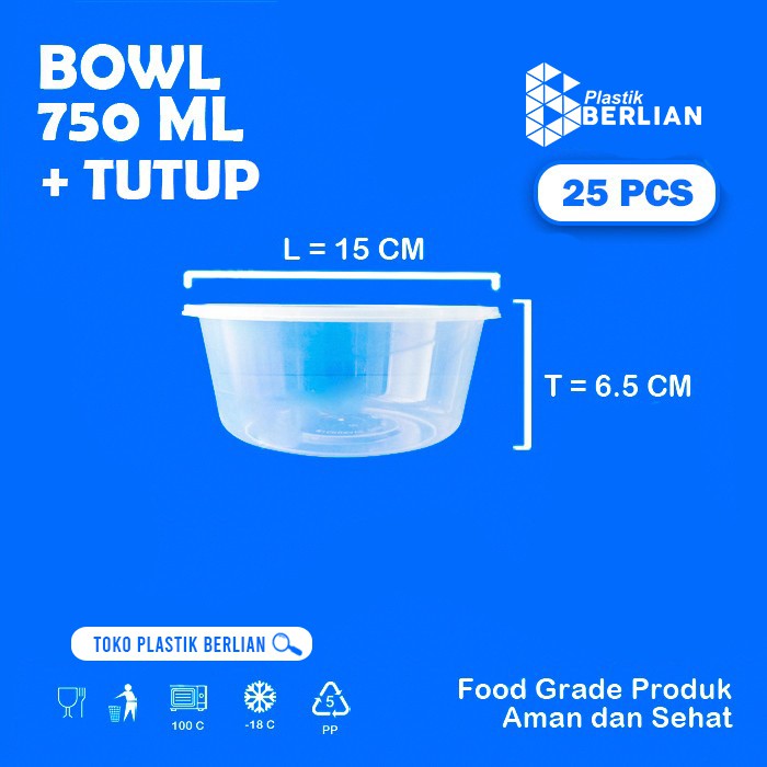 Jual Mangkok Plastik 750 Ml Mangkuk Bakso Thinwall Bowl 25 Pcs