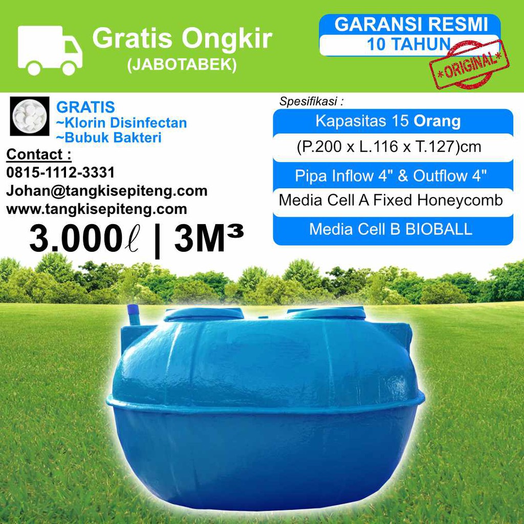 Jual BIOTANK 3000 L Septictank BioBio Septic Tank BIOTECHBIOFIL