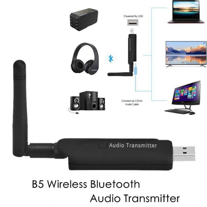 Jual Bluetooth B5 Wireless Audio Transmitter with External Antenna AUX ...