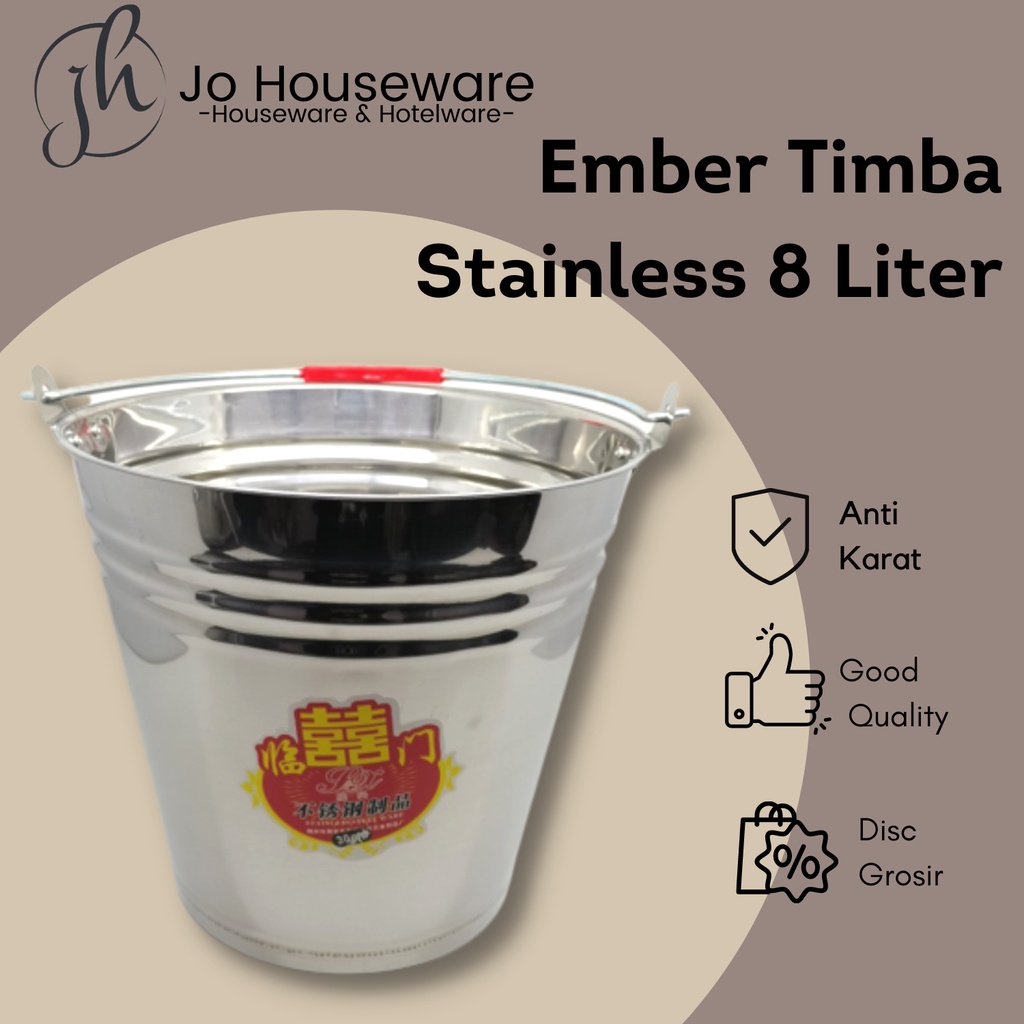 Jual Ember timba stainless steel 8liter tebal anti karat P17-8L ...