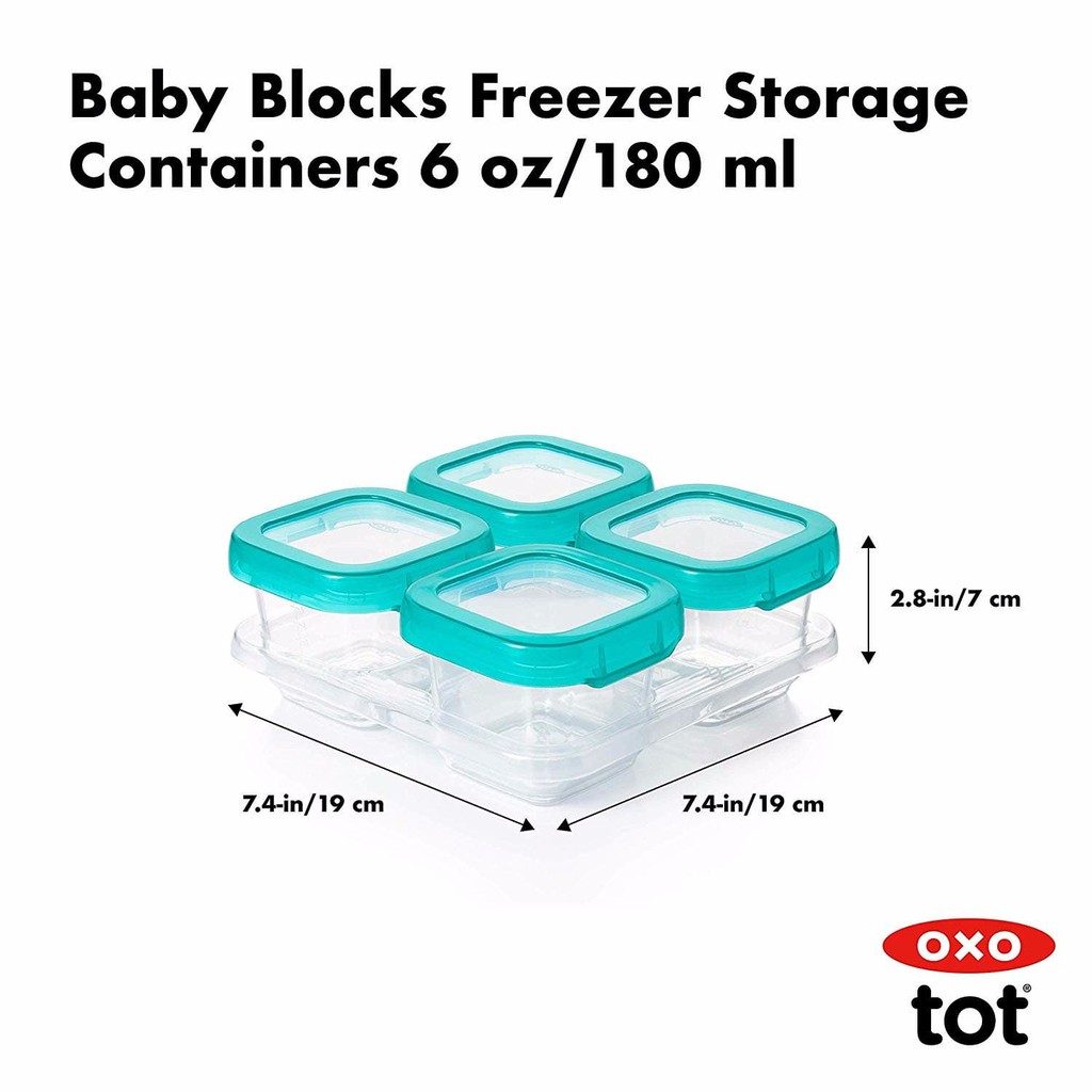 OXO Tot Baby Blocks 6-oz. Teal Freezer Storage Containers
