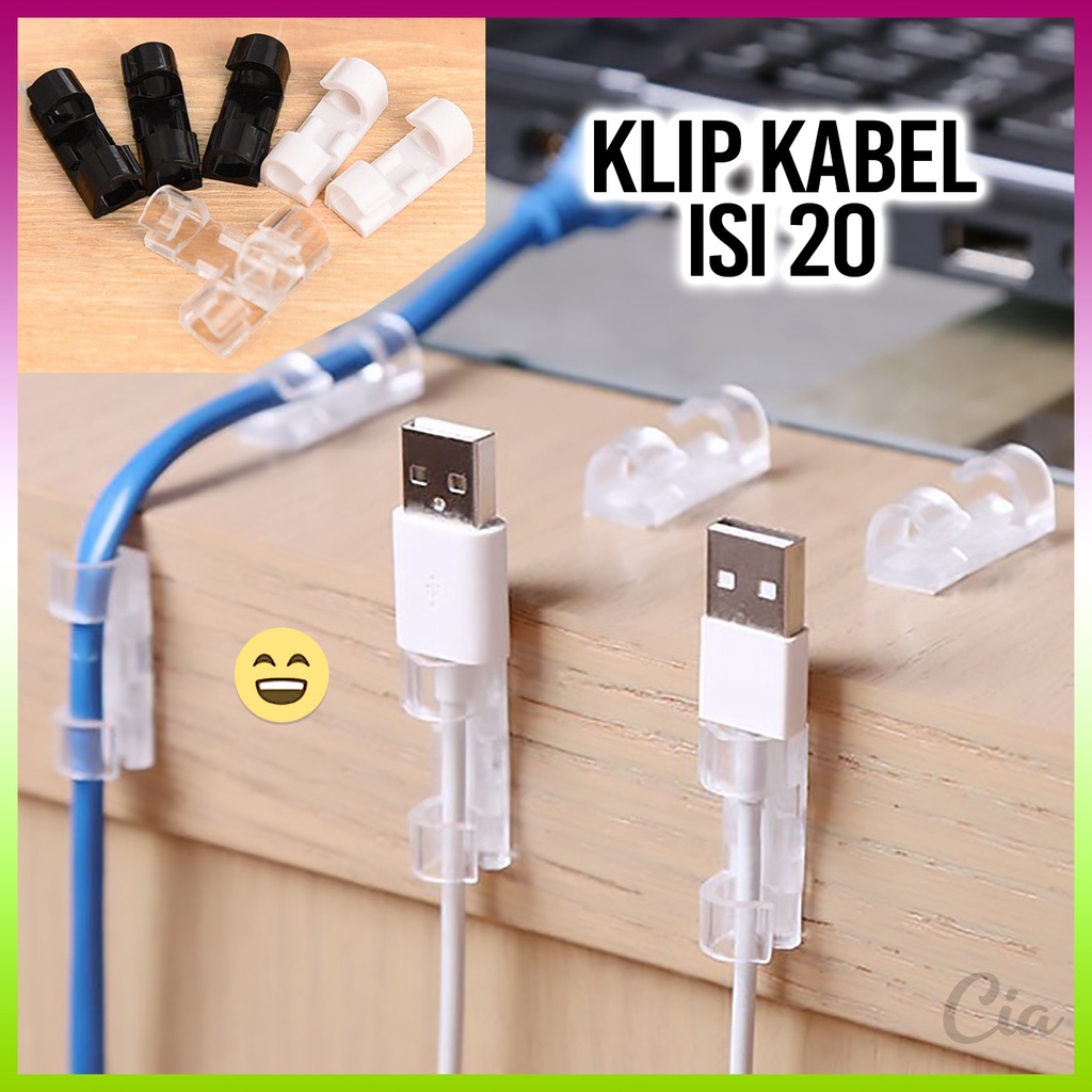 Jual Klip Kabel 20pcs Organizer Cable Clip Cantolan Pengikat Perapih