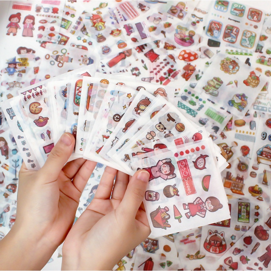 Jual Stiker Cute Cartoon Girl Sticker gift boxes diary decoration ...