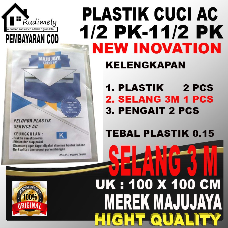 Jual PLASTIK CUCI AC 1/2 PK -11/2PK SELANG 3 METER PELASTIK 2 PCS MEREK ...