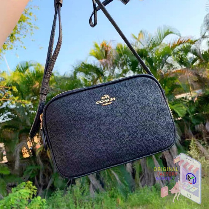 Jual TAS COACH CROSSBODY POUCH IN PEBBLE LEATHER BLACK COACH 65988