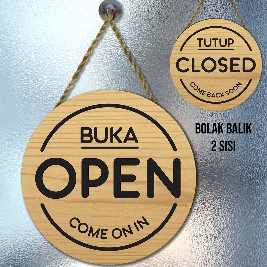 Jual Open closed sign, papan gantungan buka tutup toko | Shopee Indonesia
