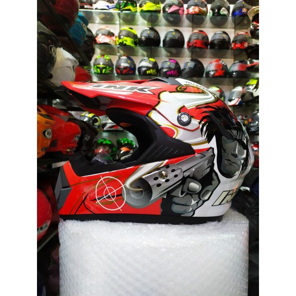Jual INK HELM CROSS SUPER X MOTIF GUN SHOT | WHITE RED FLUO | INK ...