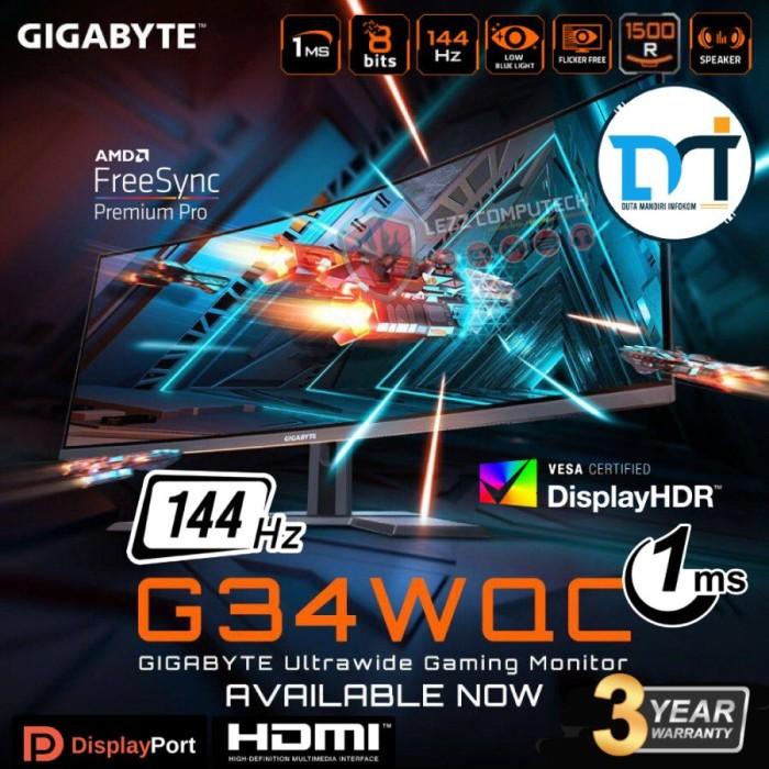 Jual Gigabyte G34WQC-EK 34 Inch - UHD 4K 144hz 1ms Hdmi DP Gaming ...