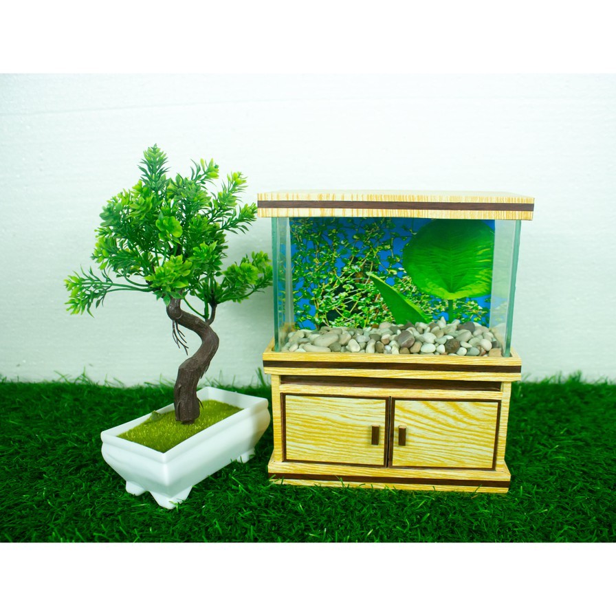 Jual AQUARIUM FULLSET Lampu Led, batu aquarium/pasir aquarium, Stiker