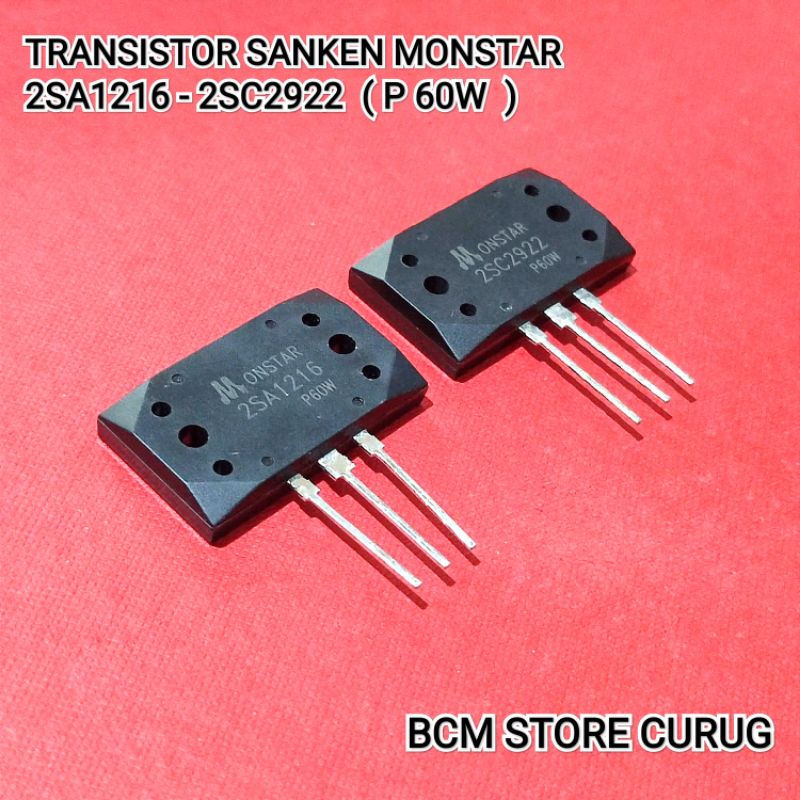 Jual TRANSISTOR FINAL SANKEN 2SA1216 A1216 / 2SC2922 C2922 MONSTAR P60W
