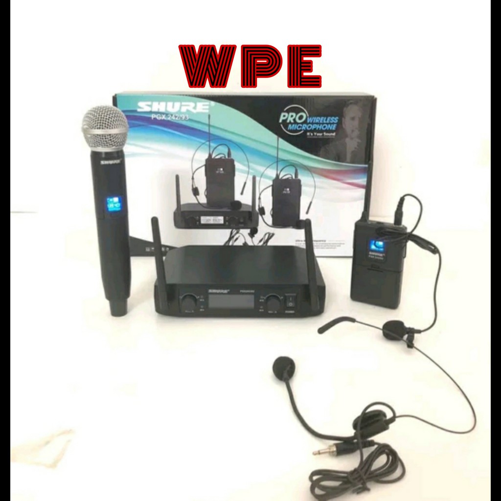 Jual mic wireless shure PGX 242 93 handle clip on pgx242 93