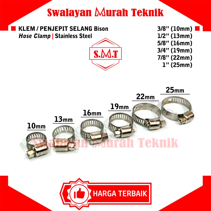 Jual Klem Selang Stainless Steel Bison Hose Clamp 1 2 3 8 5 8 3 4 7