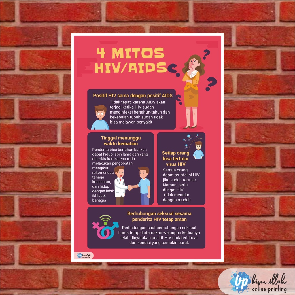 Jual Poster Kesehatan 4 Mitos Hiv Aids | Shopee Indonesia