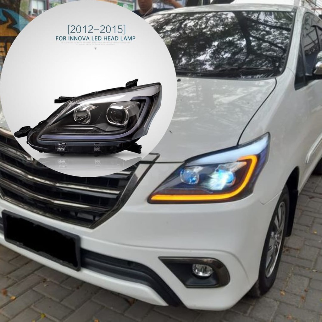 Jual YZ Head Lamp Toyota Innova 2012-2015 Sequential - Projector Black ...