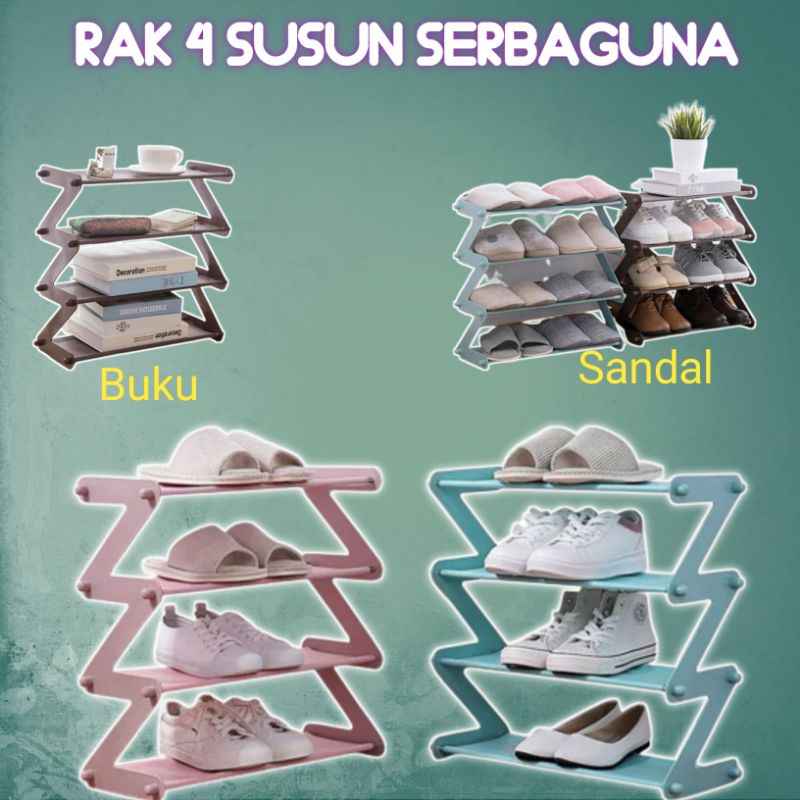 Jual Rak Susun Plastik Zig Zag Tempat Sepatu Sendal Sandal Hijab Jilbab Buku Plastic Minimalis