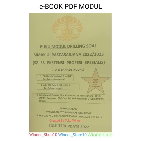 Jual [BACA DESKRIPSI][PDF]SOAL LATIHAN SIMAK UI PASCASARJANA ...