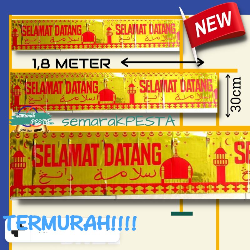 Jual (TERMURAH)baner SELAMAT DATANG rumbai emas,spanduk rumbai emas ...