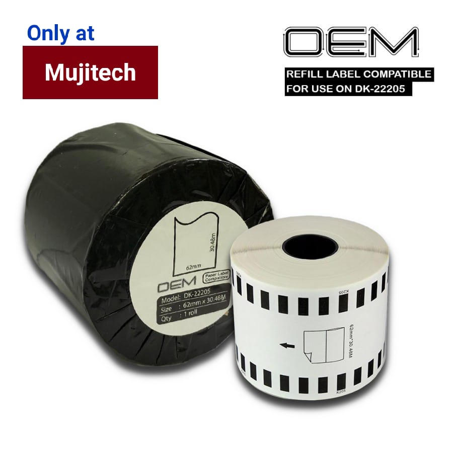 Jual OEM LABEL DK 22205 REFILL SIZE 62mmX30m DK22205 BROTHER PRINTER ...