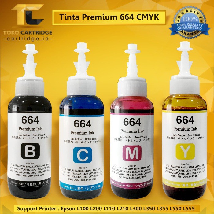 Jual Tinta Refill Premium Ink 664 100ml Cyan Magenta Yellow Black Compatibe Printer Epson L310 7423