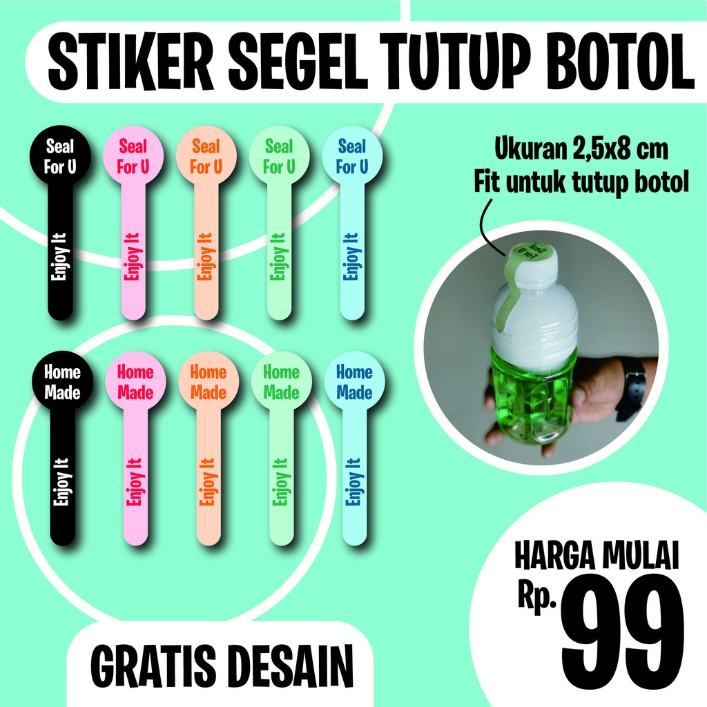 Jual Cetak Stiker Segel Tutup Botol Jamu Juice Minuman Toples Botol