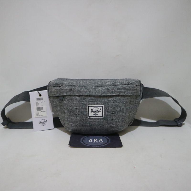 Jual Tas Herschel Hip Pack Raven Crosshatch Grey Sling Waist Bag ( 100 Original